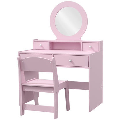 Coiffeuse enfant avec miroir et tabouret 4 tiroirs