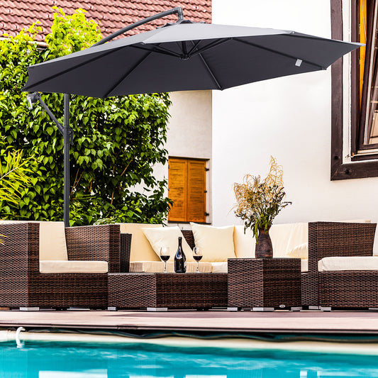 Parasol déporté avec base et manivelle 300 cm