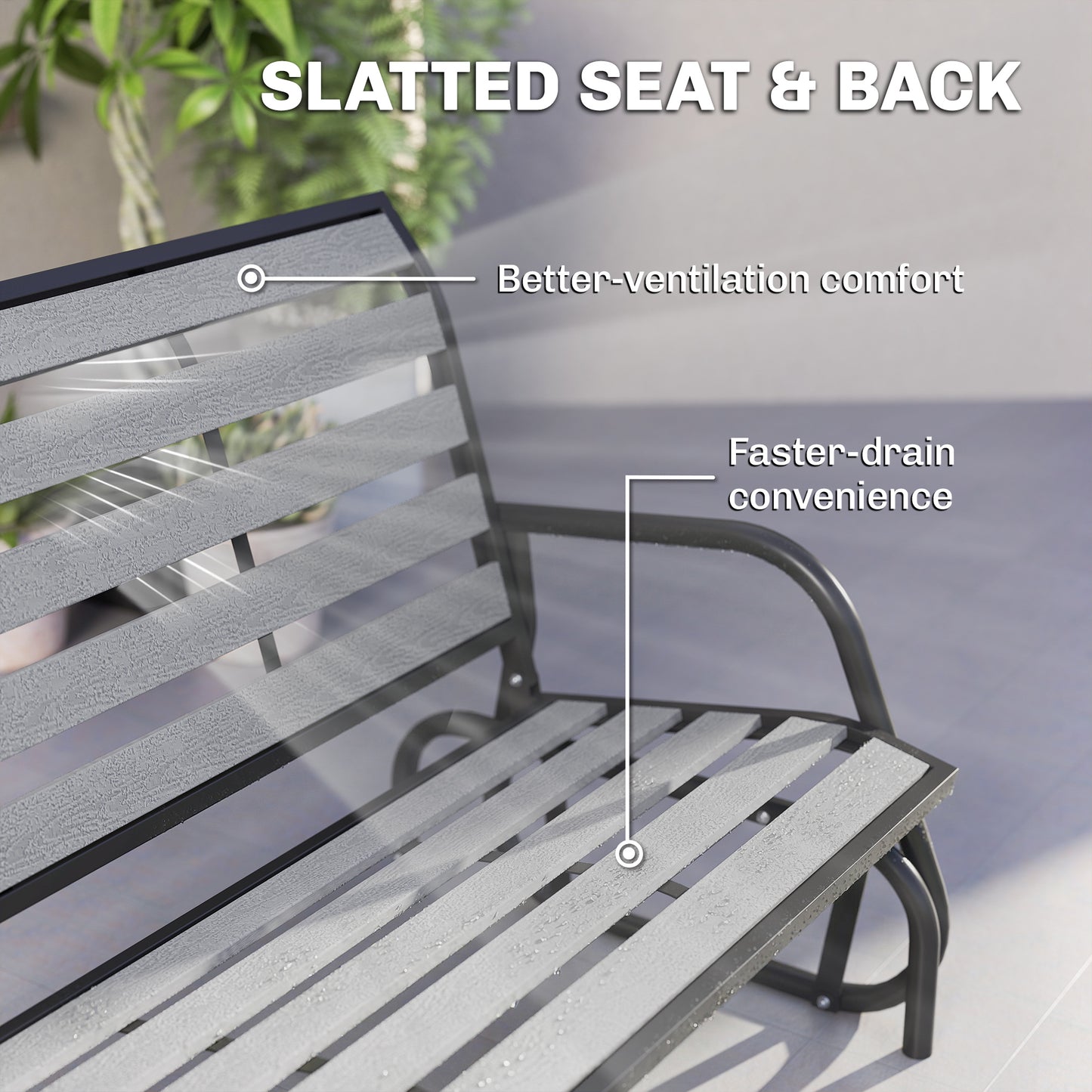 Banc balançoire de patio 2 places — acier et bois composite