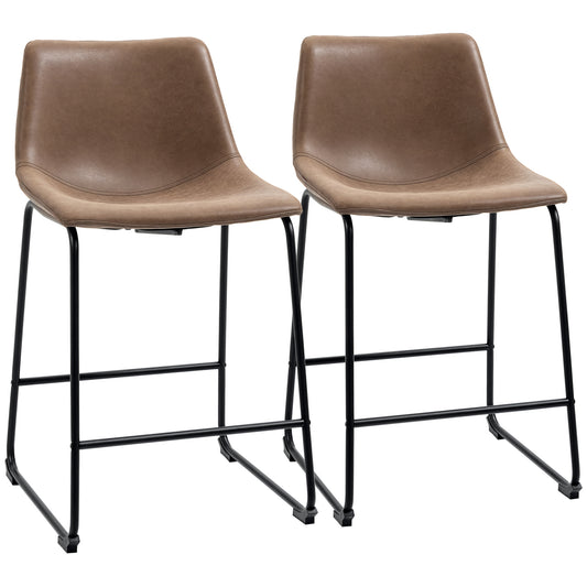 Ensemble de 2 Tabourets de Bar Aosom - Cuir PU Vintage Style Rétro