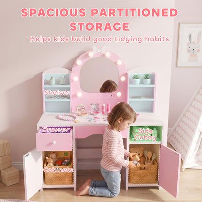 Coiffeuse pour enfants avec miroir lumineux