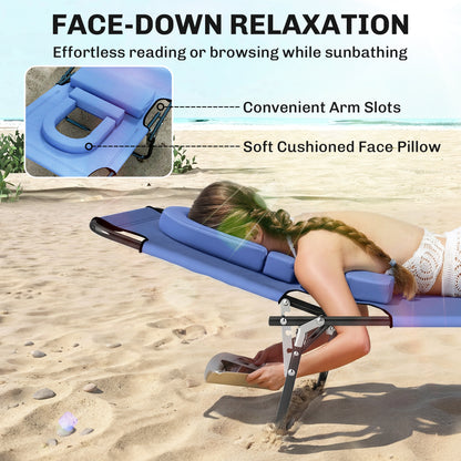 Chaise longue pliante avec trou visage ajustable