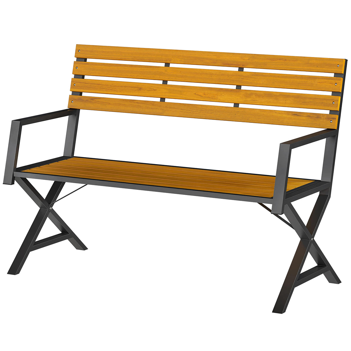 Banc de jardin 2 places avec dossier — noir