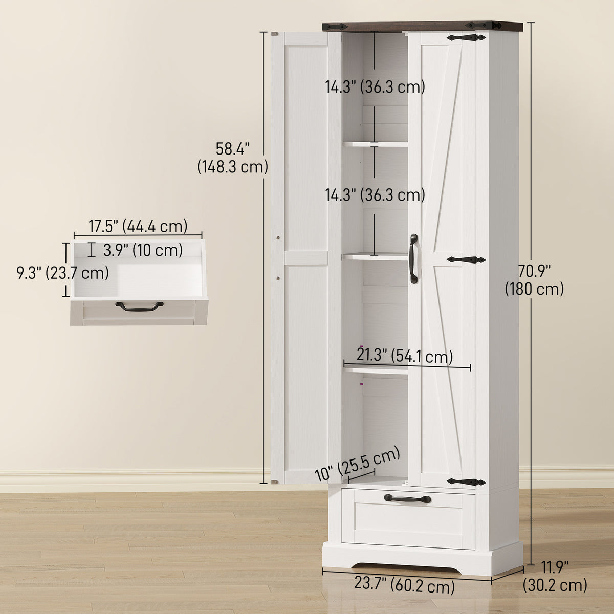 Armoire de cuisine garde-manger en bois d'ingénierie 60 x 30 x 180 cm