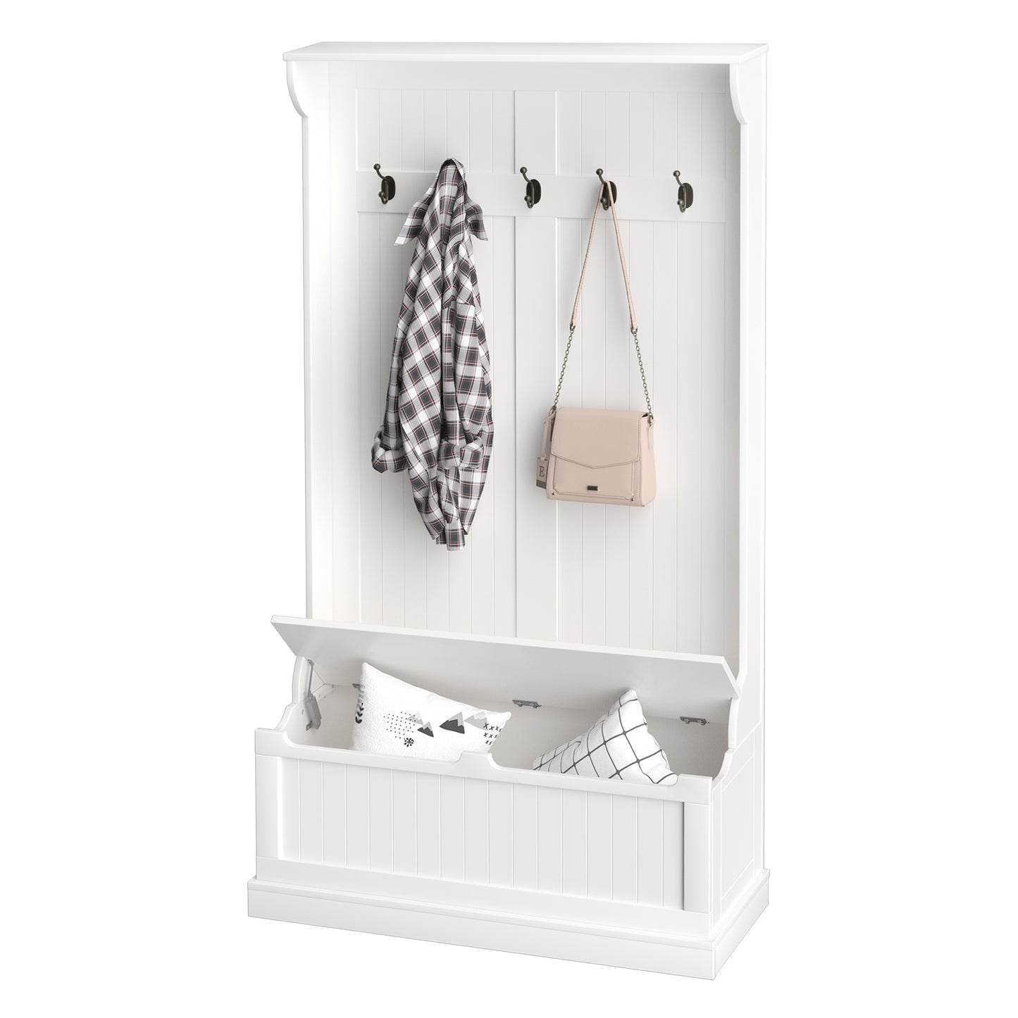 Hall tree 3-en-1 avec banc, rangement et patère