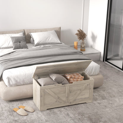 Coffre de rangement spacieux avec charnières sécurisées 100 cm — Grain de bois noir