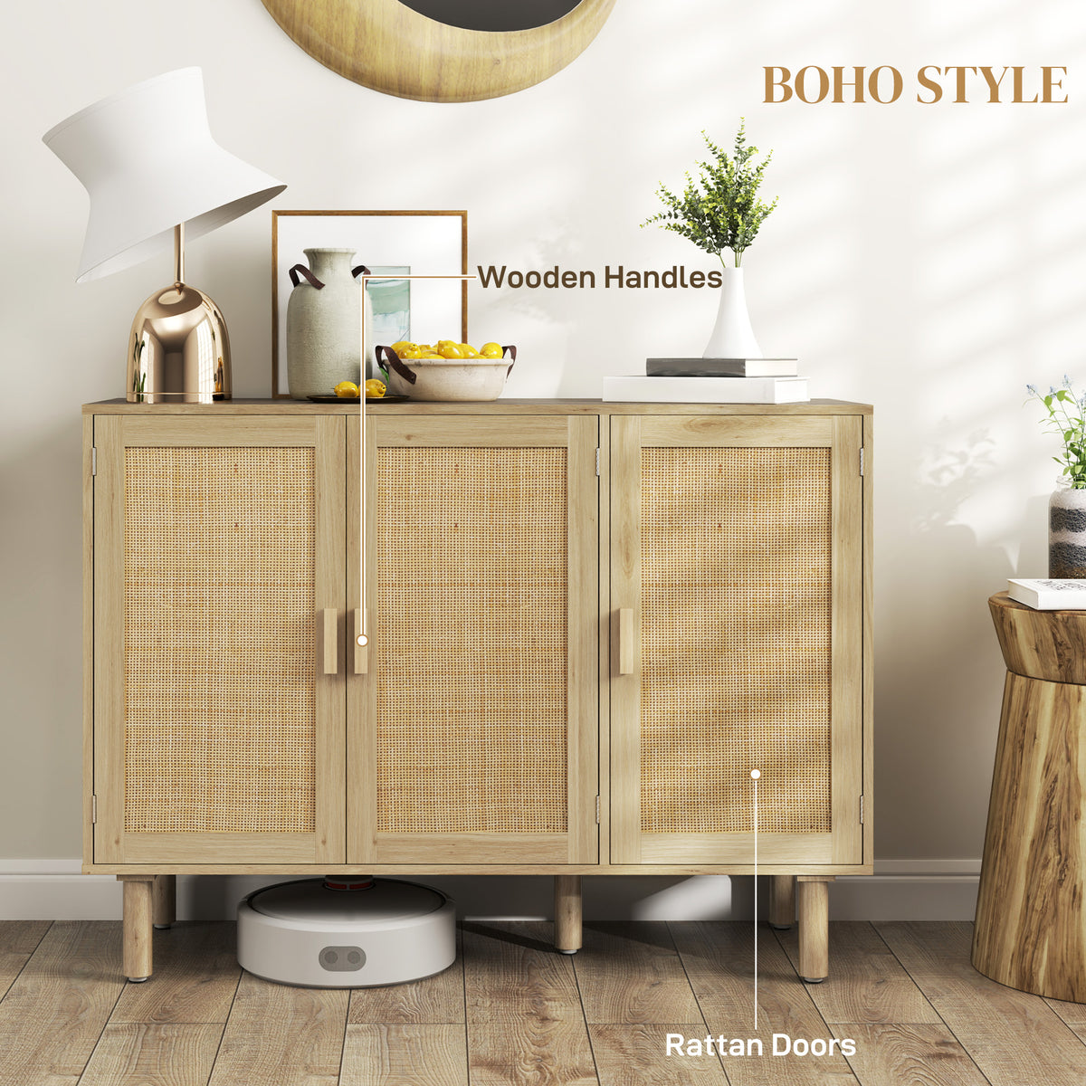 Buffet style bohème en cannage