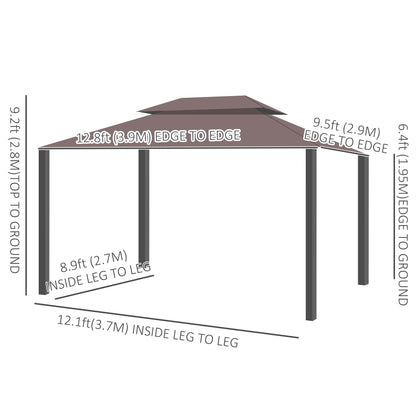 Gazebo double toit en aluminium avec filet et rideaux