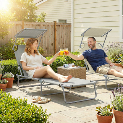 Chaise longue pliante avec auvent réglable