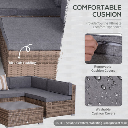 Outsunny 7-Piece Patio Set - Grey Rattan Sectional Sofa