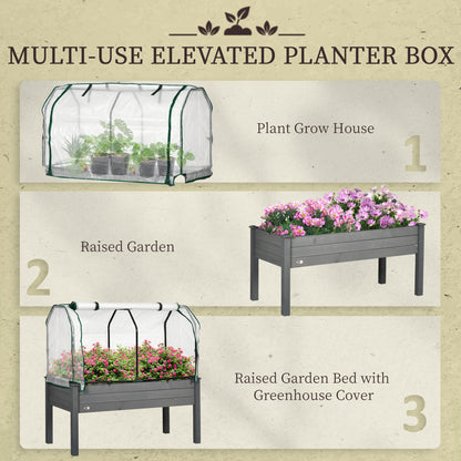 Jardinière surélevée en bois avec serre en PE