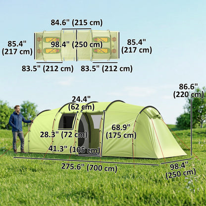 Tente de camping 6 personnes avec vestibule — vert