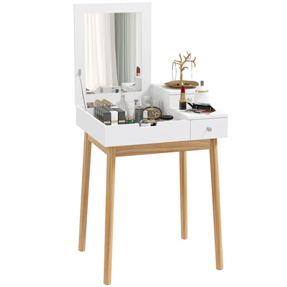 Coiffeuse avec miroir rabattable et tiroirs