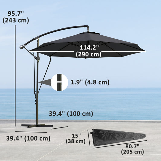 Parasol déporté rotatif 360° avec base en croix