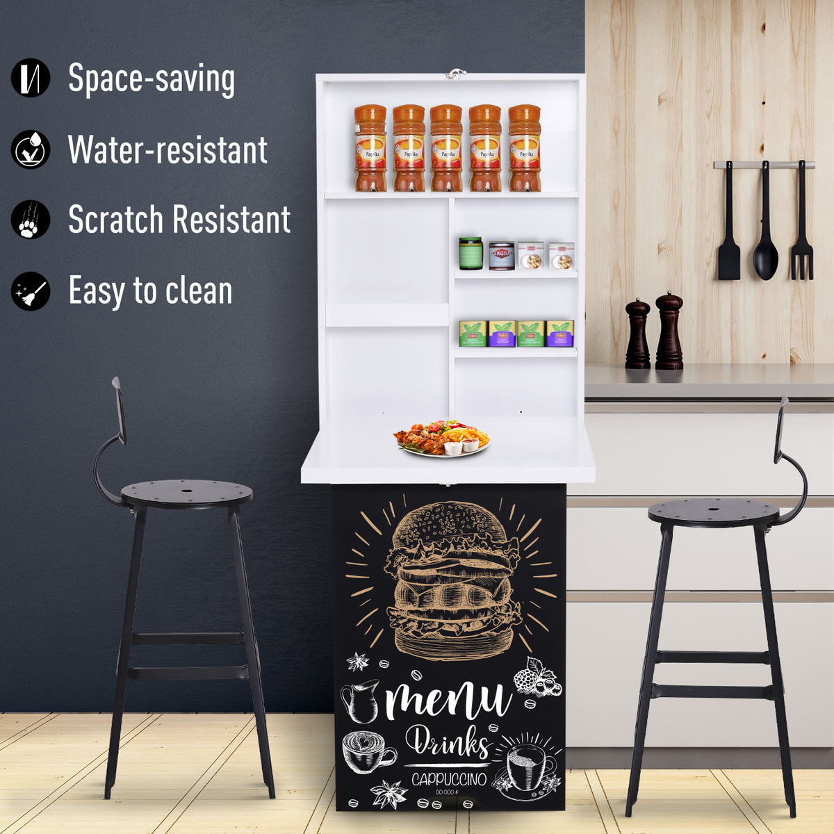 Bureau mural escamotable convertible multifonctionnel