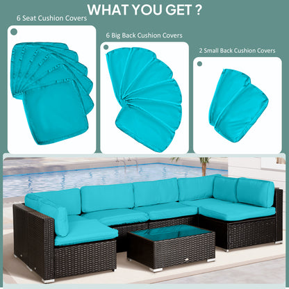 Housses de coussins de sofa en rotin 14 pièces