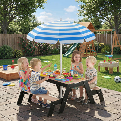 Table de pique-nique enfant 3 en 1 avec parasol