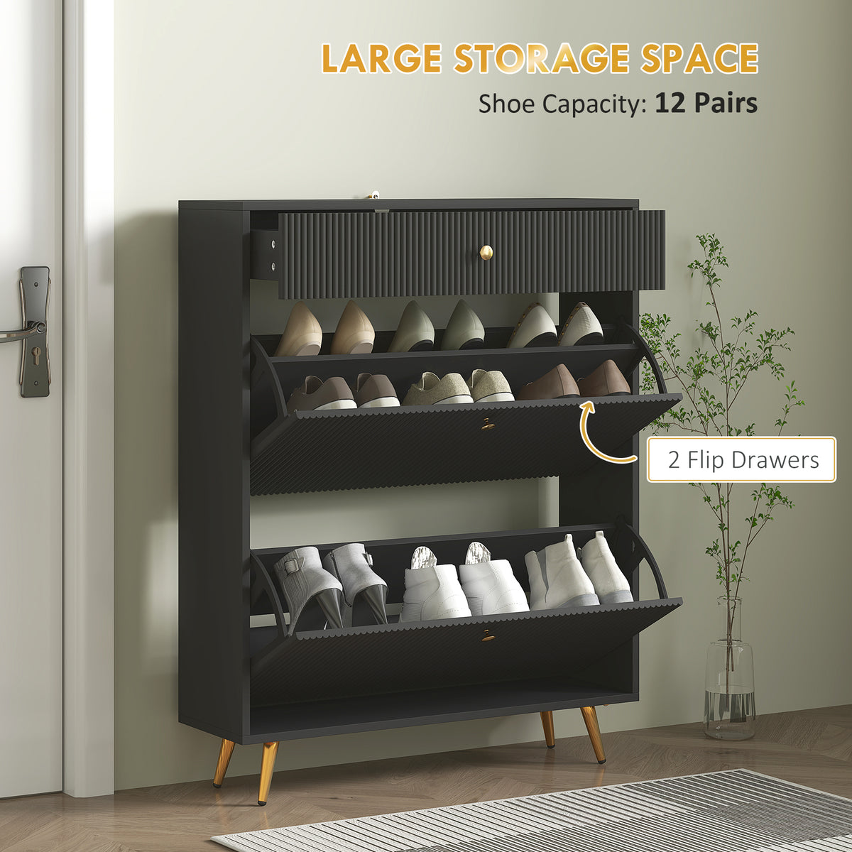 Meuble à chaussures étroit panneaux ondulés