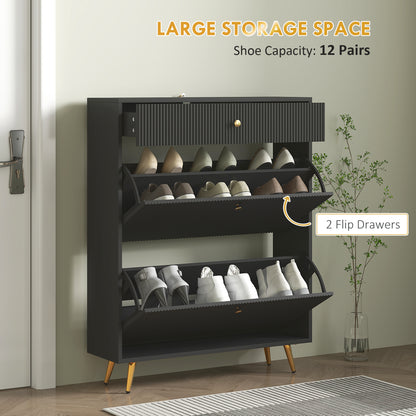 Meuble à chaussures étroit panneaux ondulés