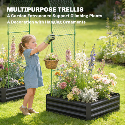 Jardinière surélevée en acier avec treillis en arche