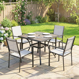 Ensemble repas extérieur 5 pièces avec tablette et trou parasol