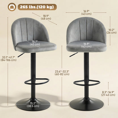 Tabourets de bar pivotants ajustables ensemble de 2