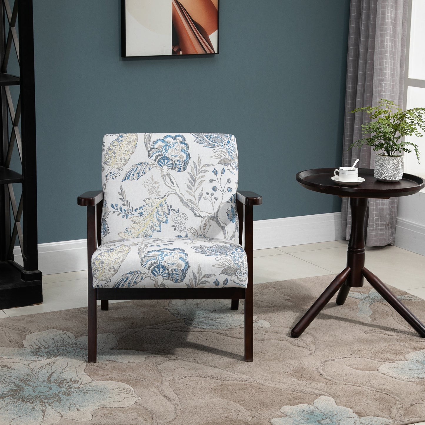 Fauteuil d'appoint moderne rétro en tissu avec accoudoirs