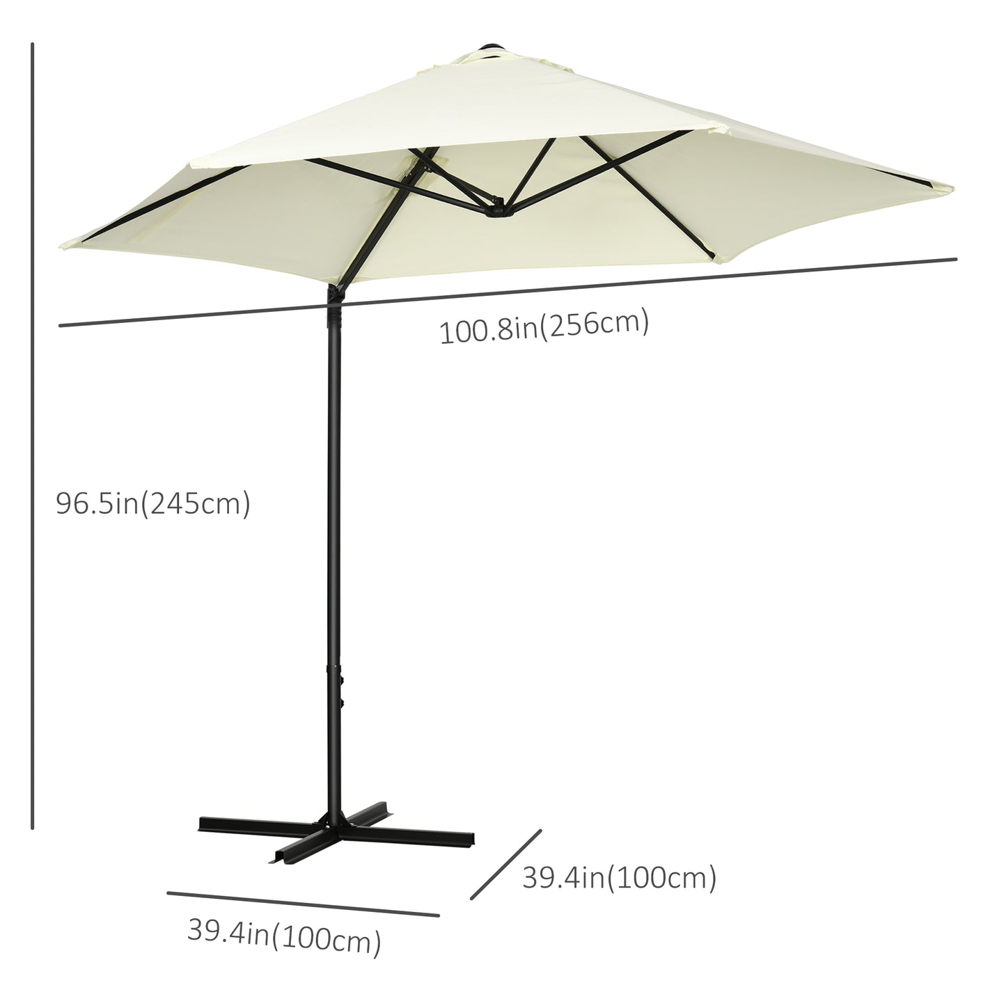 Parasol déporté cantilever 8,5 pieds avec base