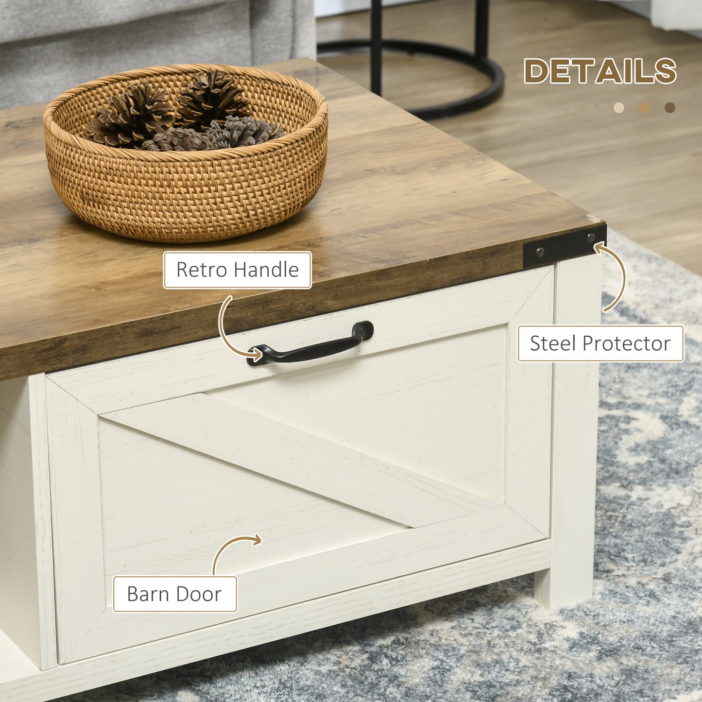 Table basse industrielle avec tiroir et étagères