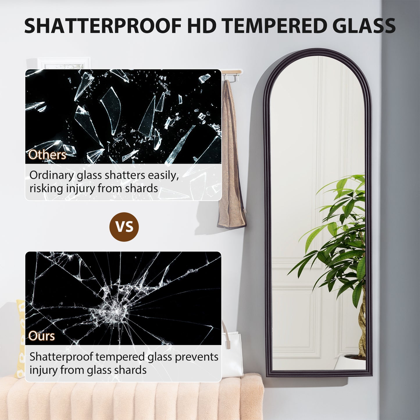 Miroir pleine longueur arqué sur pied 163 cm
