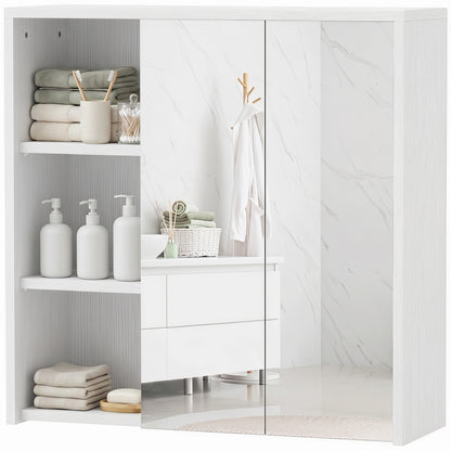 Armoire à pharmacie murale avec miroir et étagères ouvertes