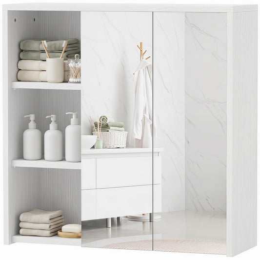Armoire à pharmacie murale avec miroir et étagères ouvertes