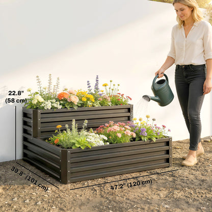 Jardinière surélevée 2 niveaux acier galvanisé 119 x 102 cm