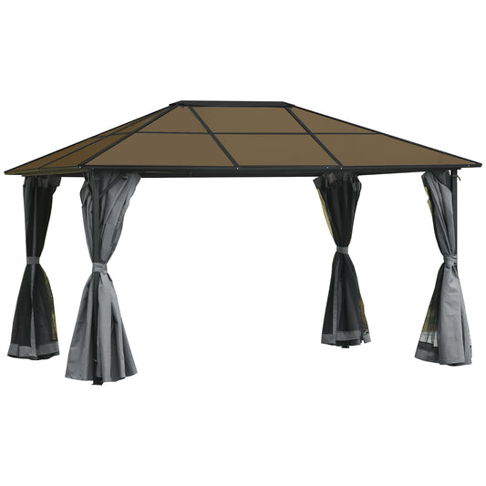 Gazebo aluminium toit rigide avec rideaux et moustiquaires