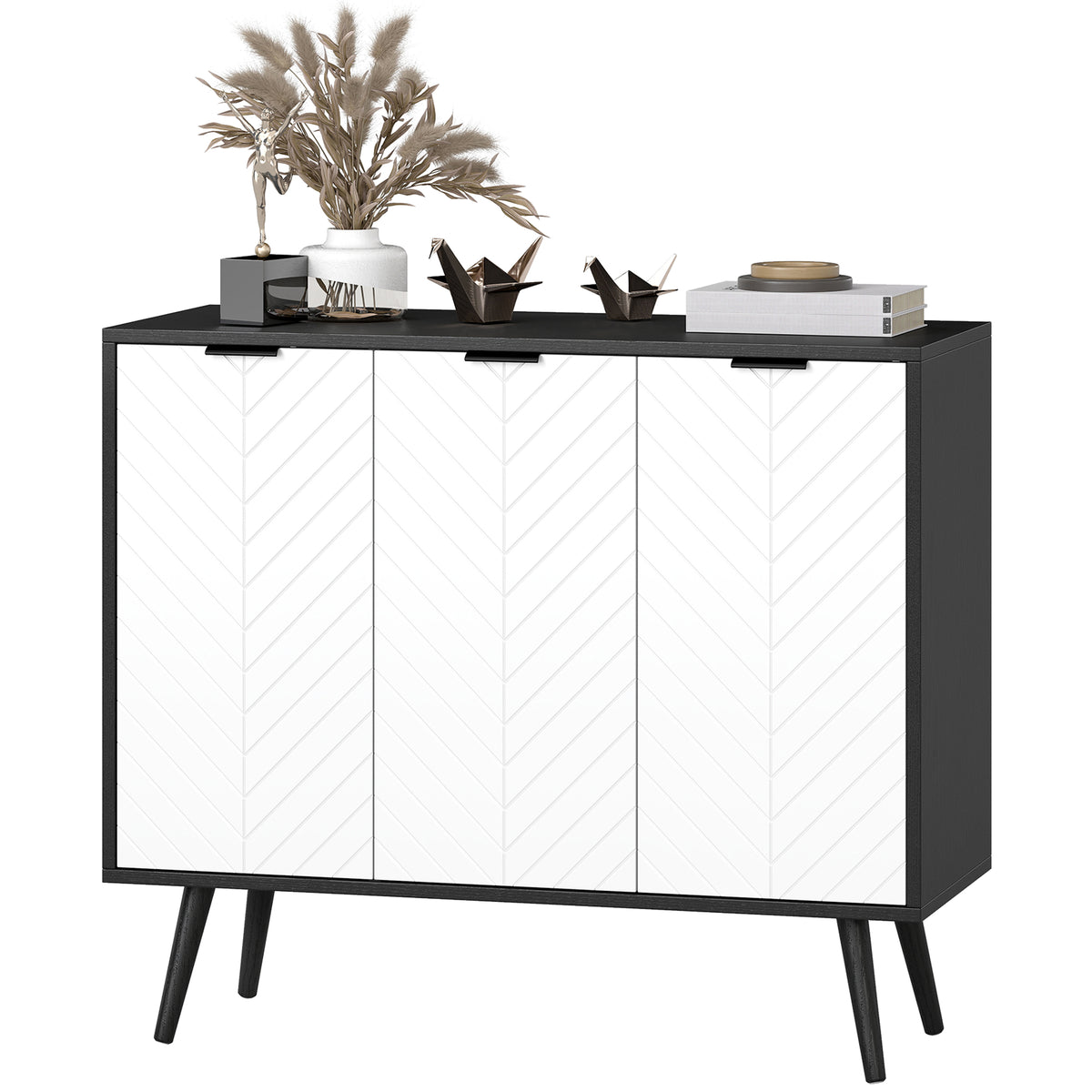 Buffet moderne avec portes à chevrons et tablettes réglables