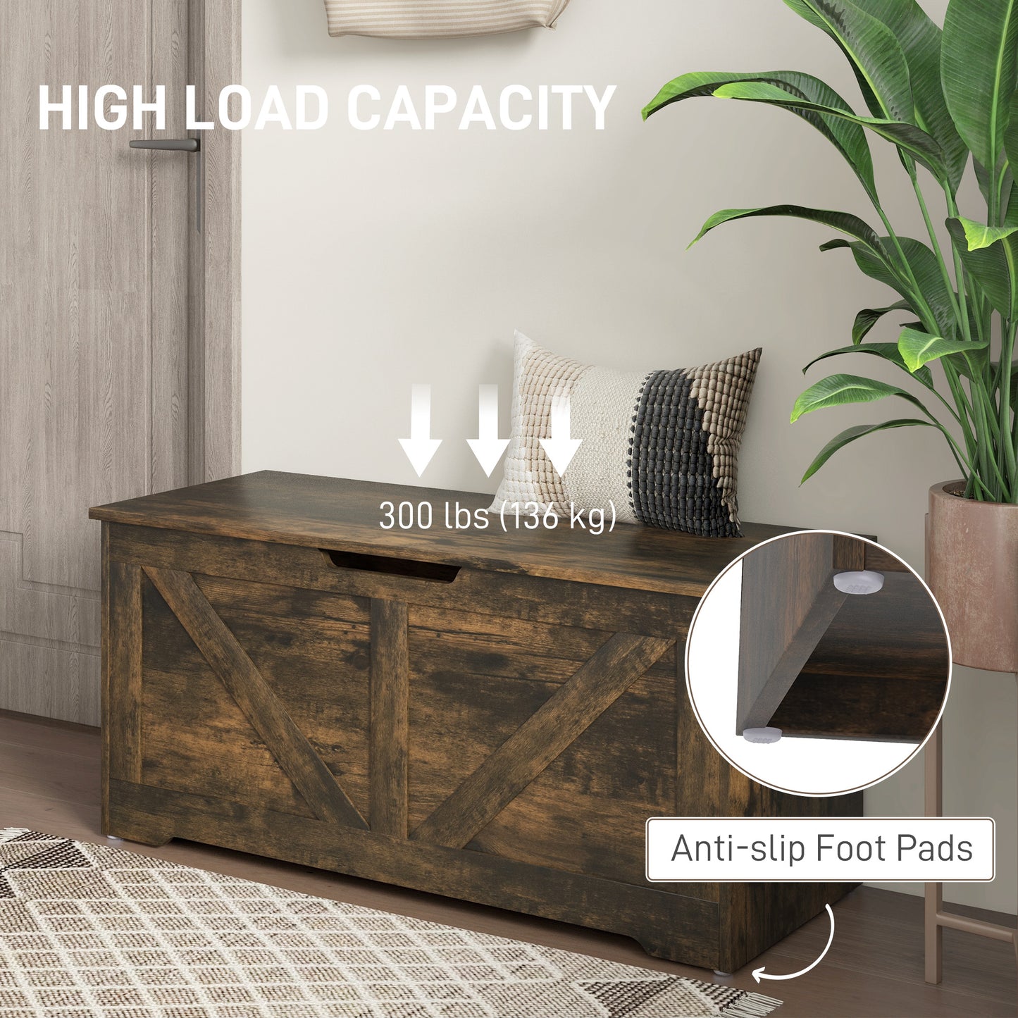 Coffre de rangement avec charnières de sécurité 127 L