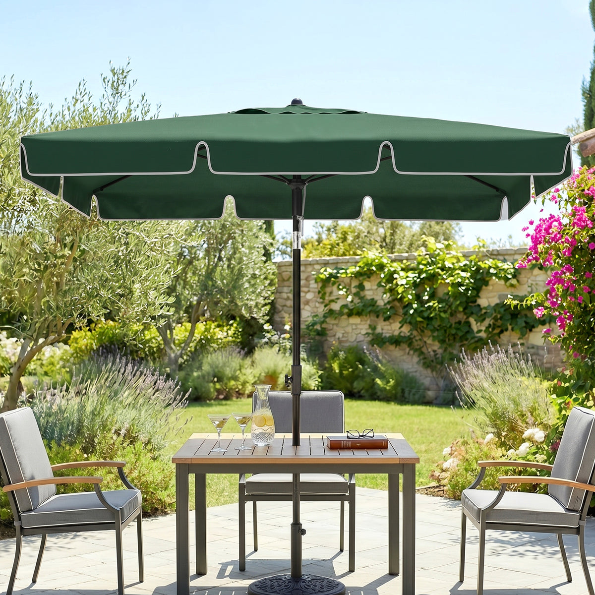 Parasol rectangulaire 198 x 130 cm inclinable aluminium