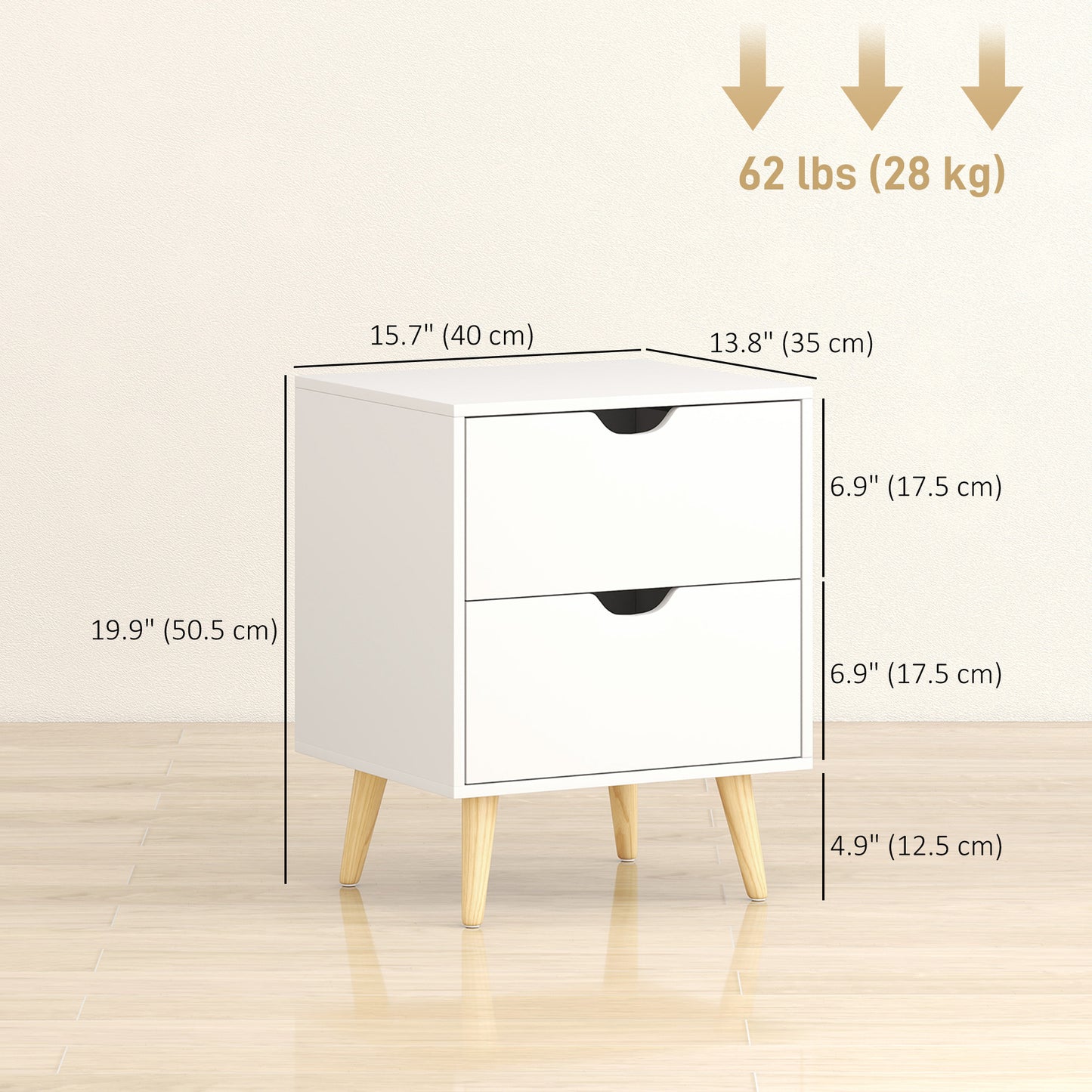 Tables de chevet modernes ensemble de 2 tiroirs
