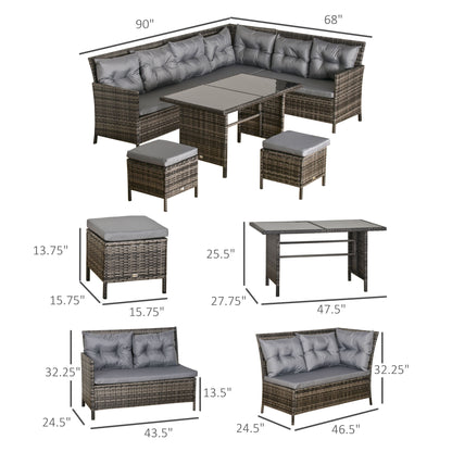 Ensemble de patio sectionnel rotin 6 pièces avec table