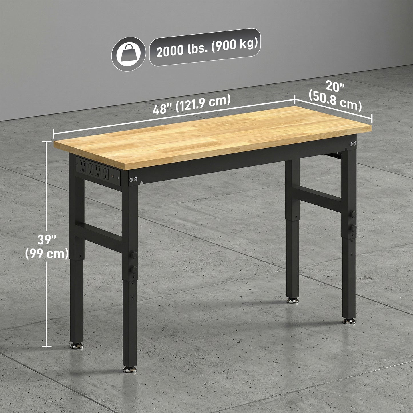 Établi réglable robuste 152 cm — capacité 907 kg