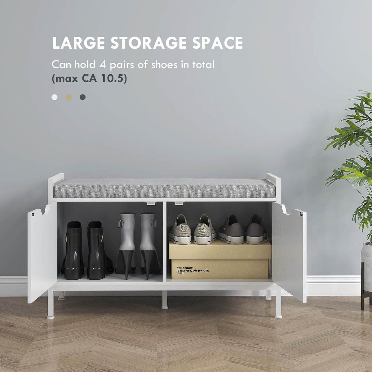 Banc de rangement pour chaussures capitonné