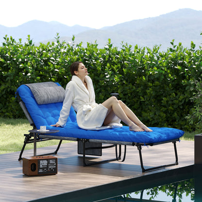 Chaise longue pliante 4 positions avec coussin