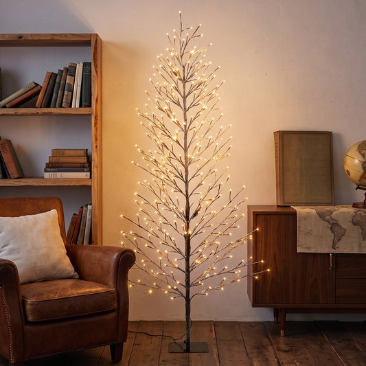Arbre brindilles lumineux neigeux 180 cm (183 cm) à DEL