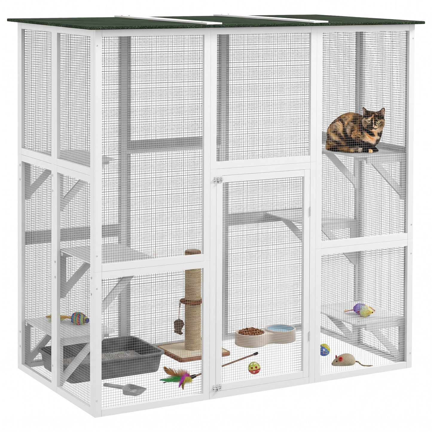 Enclos extérieur pour chats avec 6 plateformes