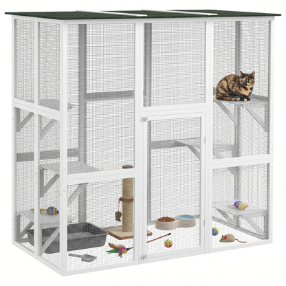Enclos extérieur pour chats avec 6 plateformes
