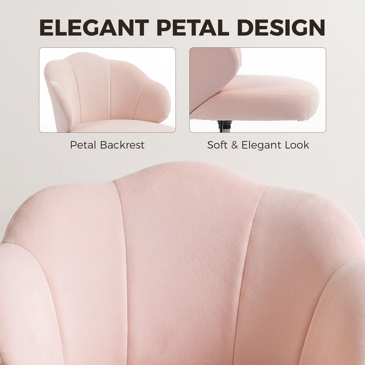 Chaise de bureau pivotante en velours pétale