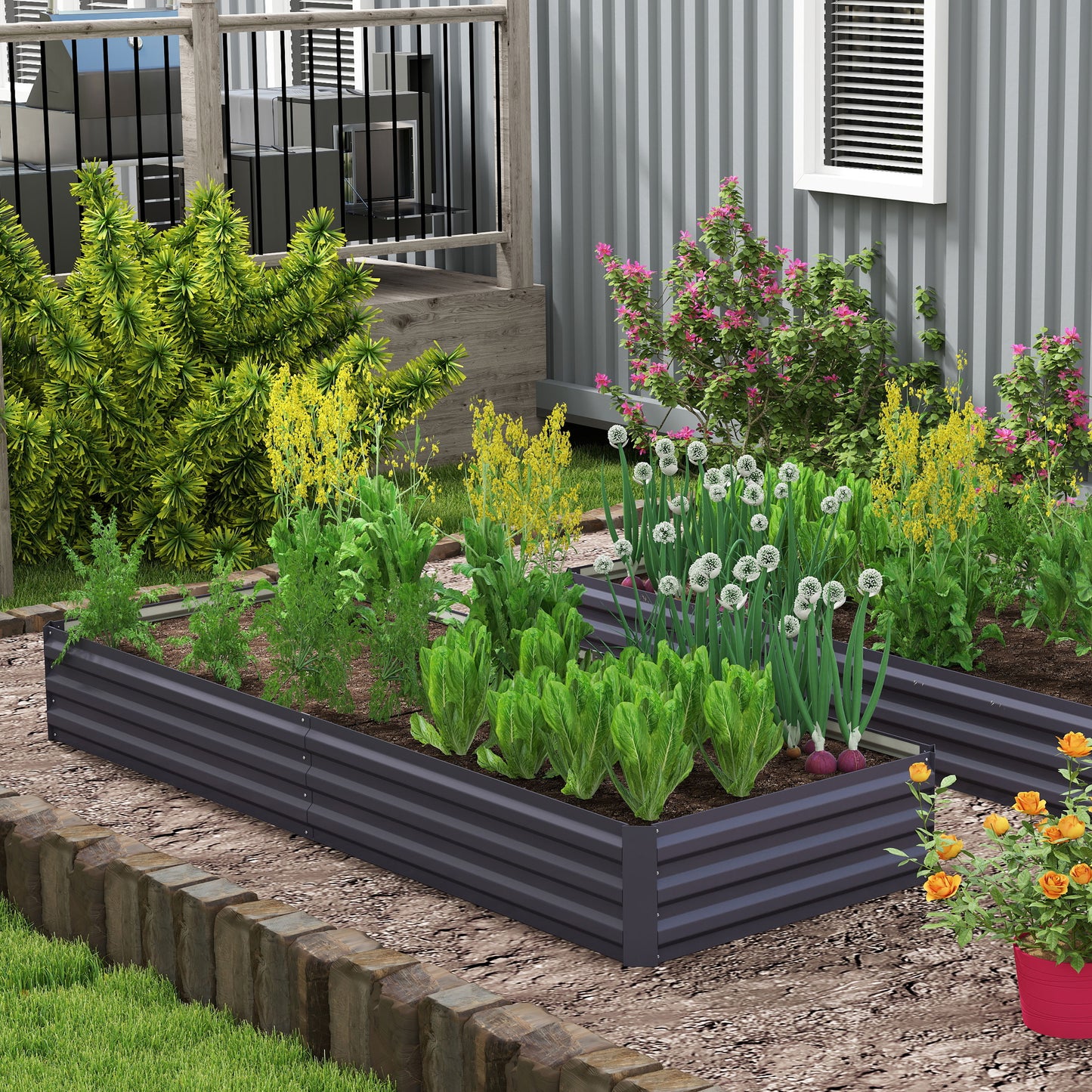 Bac de jardinage surélevé galvanisé 241 x 91 x 30 cm