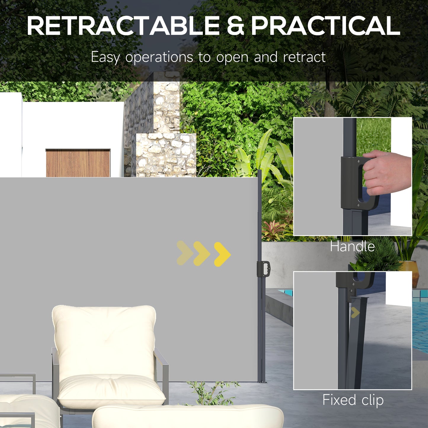 Auvent rétractable latéral 4m x 1,8m pour terrasse