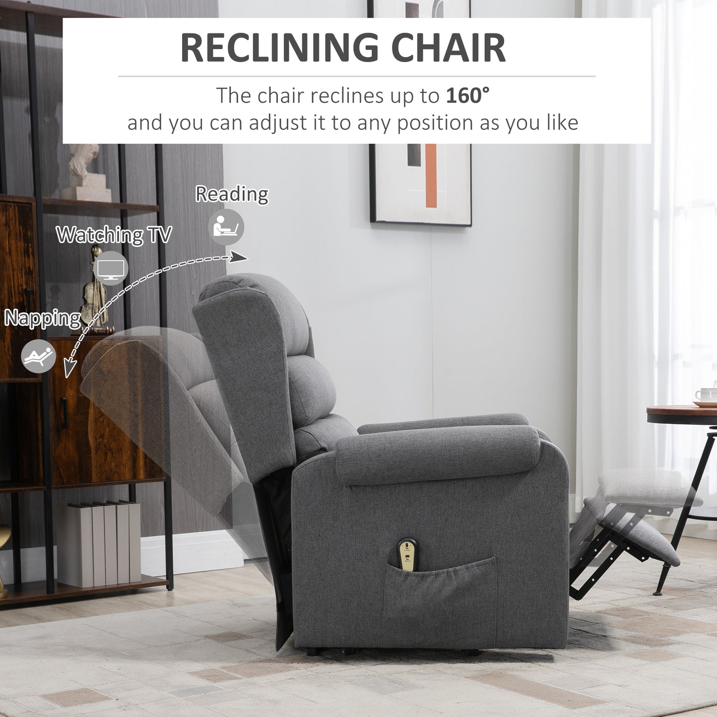 Fauteuil releveur électrique inclinable avec repose-pieds