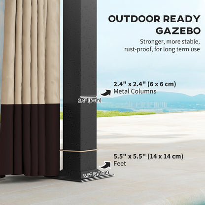 Gazebo de patio double toit avec filet et rideaux